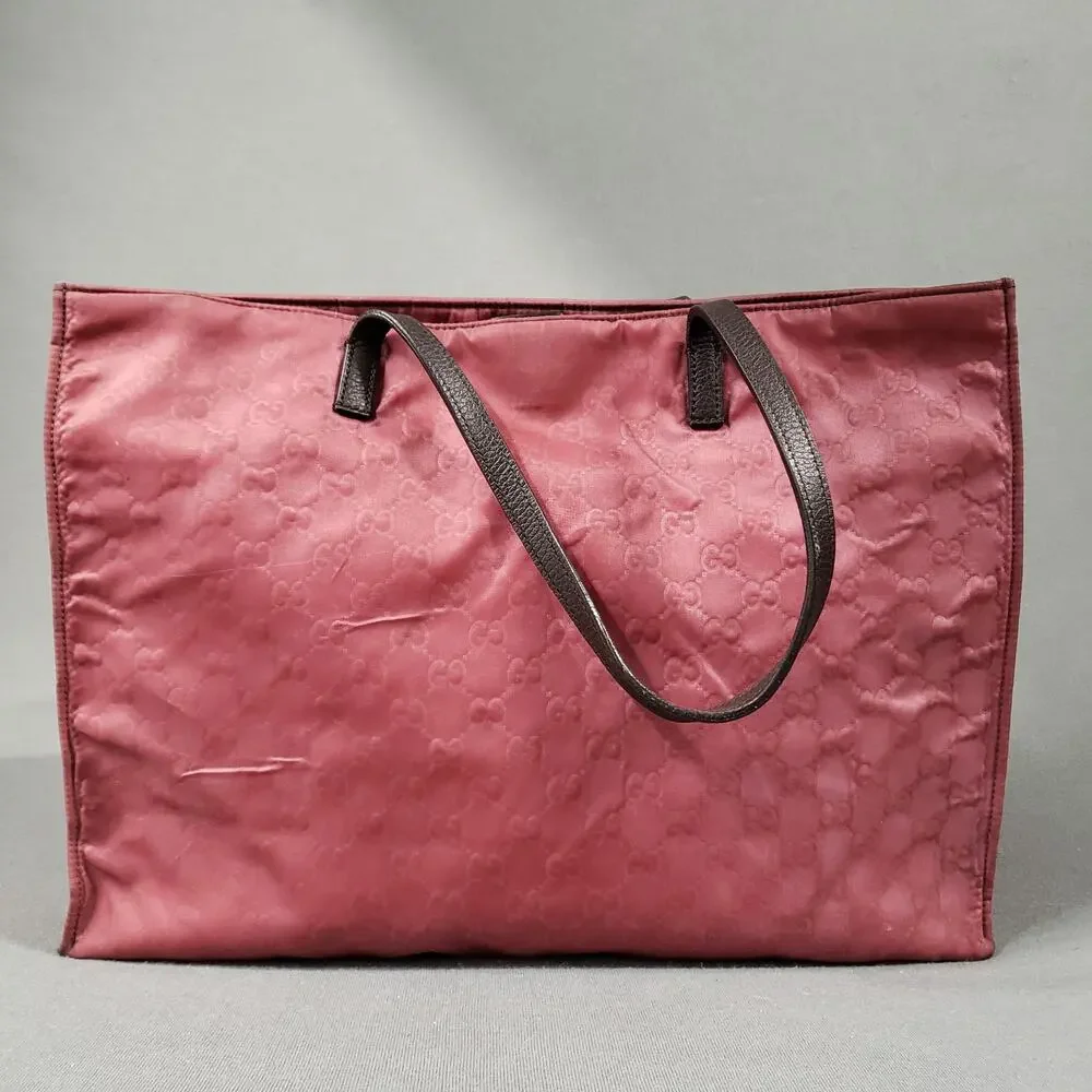 GUCCI Light Red Nylon‎ Embossed Tote Bag Project Piece 355729 467891 Princy - Picture 11 of 16